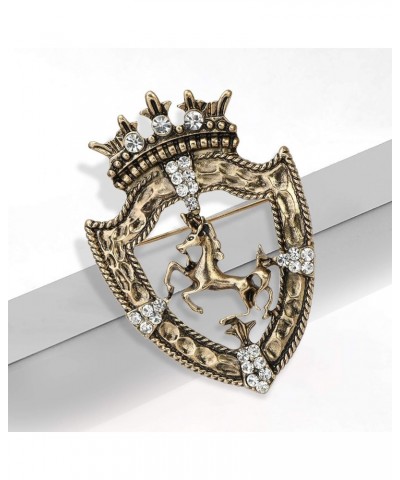 Vintage Golden Tone Queen Crown Pin Brooch Crystal Horse Racing Chapter Badge $10.25 Brooches & Pins