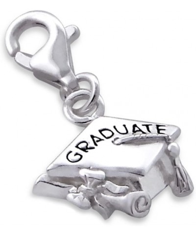 Graduation Cap Charm Lobster Clasp Sterling Silver 925 for Charms Bracelet, Necklace (E7239) $12.65 Bracelets