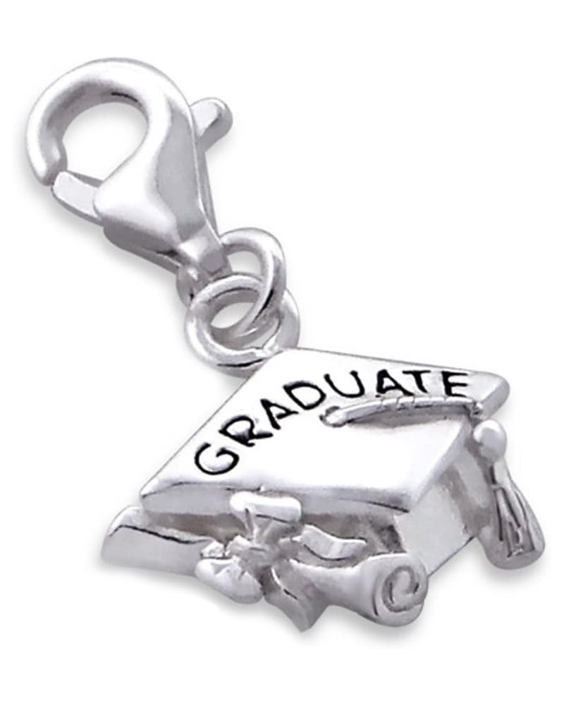 Graduation Cap Charm Lobster Clasp Sterling Silver 925 for Charms Bracelet, Necklace (E7239) $12.65 Bracelets