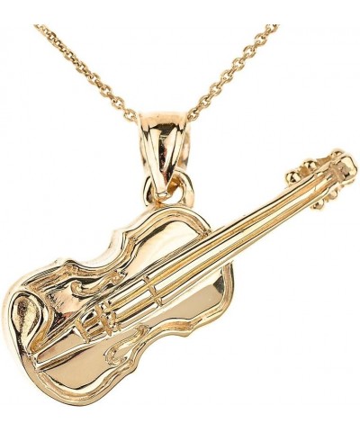 14k Yellow Gold Violin Music Charm Pendant Necklace 20.0 Inches $185.30 Necklaces