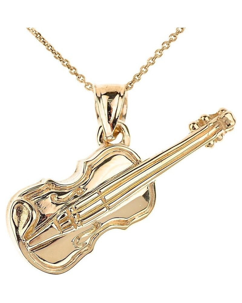 14k Yellow Gold Violin Music Charm Pendant Necklace 20.0 Inches $185.30 Necklaces