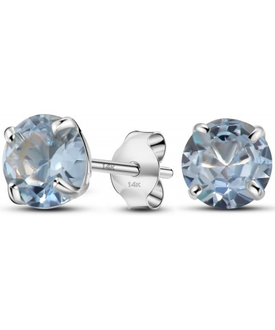 Solid 14K White Gold Round Solitaire Simulated-Birthstone Minimalist Stud Earring 6mm 03-March $25.62 Earrings