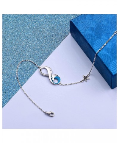 Womens Infinity Anklet Bracelet 925 Sterling Silver Endless Love Symbol Seawave Starfish Anklets Plus Size Large Bracelet for...