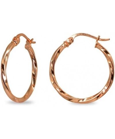 Sterling Silver 1.8mm Twist Round Click-Top Hoop Earrings for Women Girls, (15mm-30mm Diameter) 20mm (0.79 inch) - Rose Gold ...