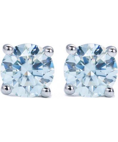 Moissanite Stud Earrings with 0.6ct-3ct D Color Round Cut Lab Created Diamond Earrings in Sterling Silver with 18K White Gold...