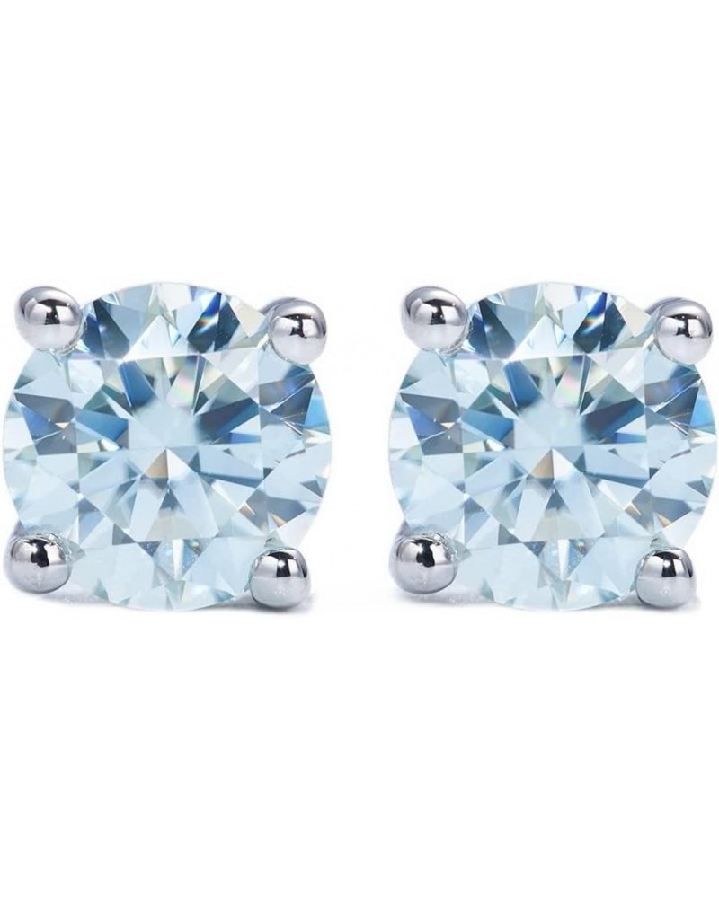 Moissanite Stud Earrings with 0.6ct-3ct D Color Round Cut Lab Created Diamond Earrings in Sterling Silver with 18K White Gold...