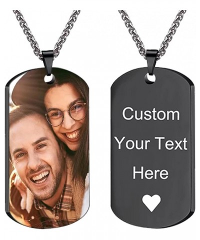 Personalized Dog Tag Pendant for Men,Custom Necklace for Women with Picture,Customized Engraving Text Photo Necklaces Birthda...