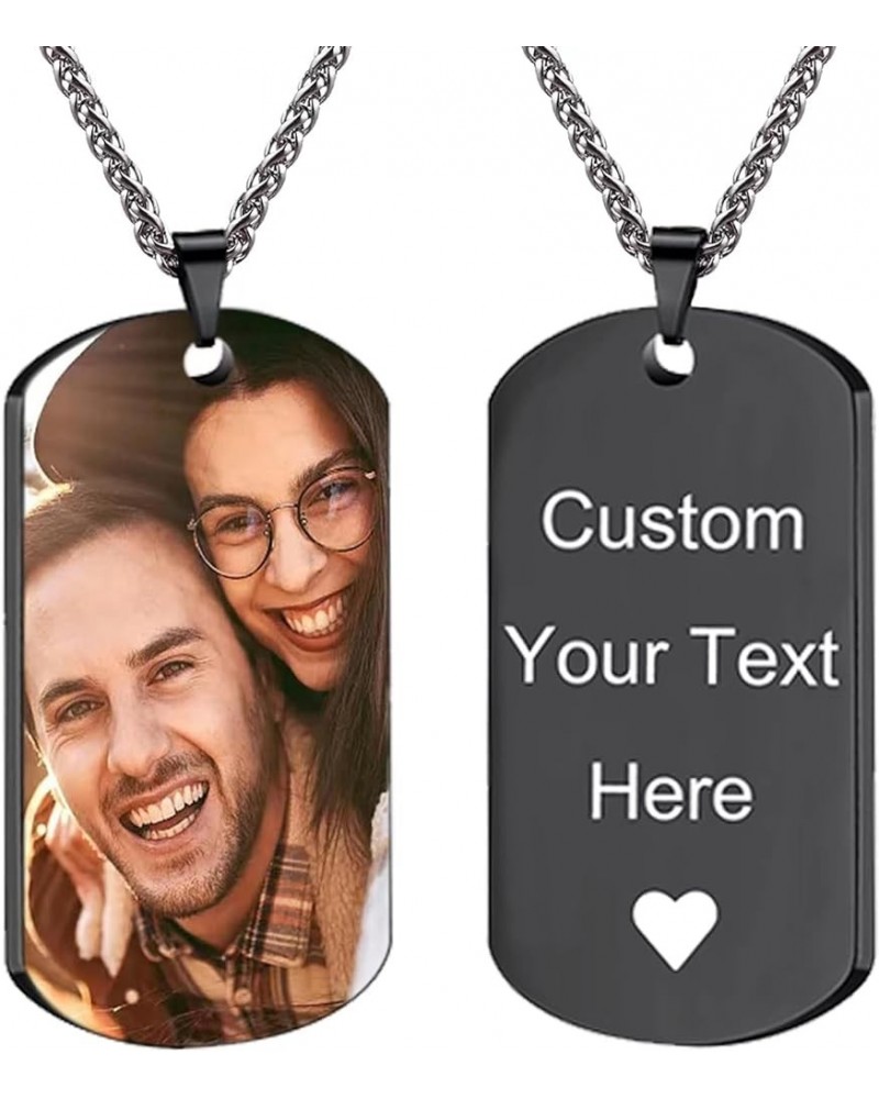 Personalized Dog Tag Pendant for Men,Custom Necklace for Women with Picture,Customized Engraving Text Photo Necklaces Birthda...