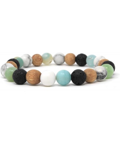 Multi Colored Essential Oil Bracelet, Lava Rock Natural Rosewood White Howlite Amazonite 8mm $10.63 Bracelets