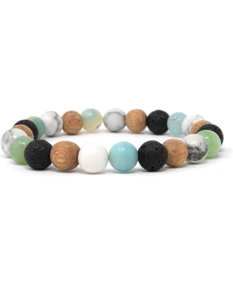 Multi Colored Essential Oil Bracelet, Lava Rock Natural Rosewood White Howlite Amazonite 8mm $10.63 Bracelets