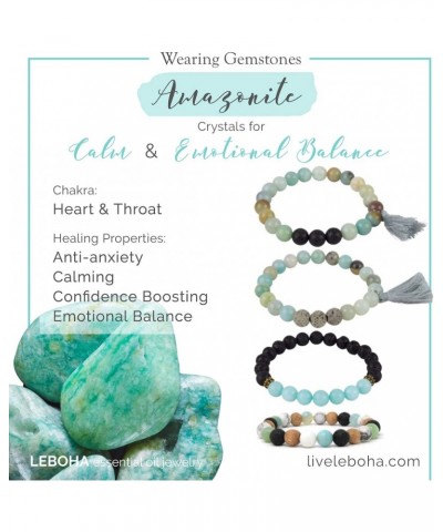 Multi Colored Essential Oil Bracelet, Lava Rock Natural Rosewood White Howlite Amazonite 8mm $10.63 Bracelets