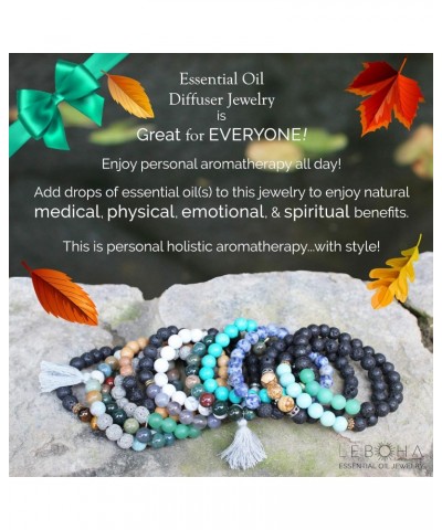 Multi Colored Essential Oil Bracelet, Lava Rock Natural Rosewood White Howlite Amazonite 8mm $10.63 Bracelets