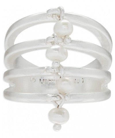 Pearl Faux Ring Stack, Silver, Size 7 $11.42 Rings