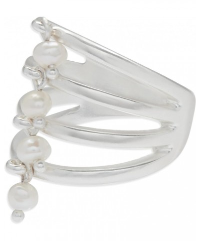 Pearl Faux Ring Stack, Silver, Size 7 $11.42 Rings