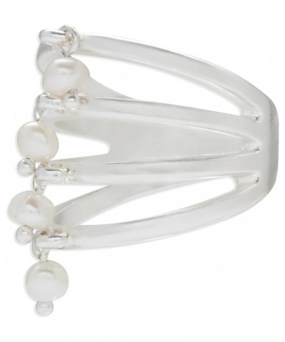 Pearl Faux Ring Stack, Silver, Size 7 $11.42 Rings