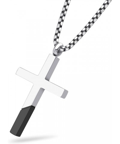 Cross Necklace for Men Women, Stainless Steel Pendant with 16-24” Chain Silver / Black 20.0 Inches $12.53 Necklaces