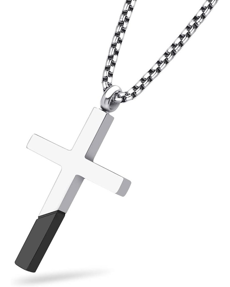 Cross Necklace for Men Women, Stainless Steel Pendant with 16-24” Chain Silver / Black 20.0 Inches $12.53 Necklaces