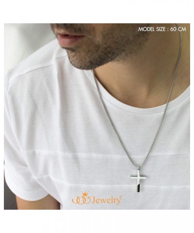 Cross Necklace for Men Women, Stainless Steel Pendant with 16-24” Chain Silver / Black 20.0 Inches $12.53 Necklaces