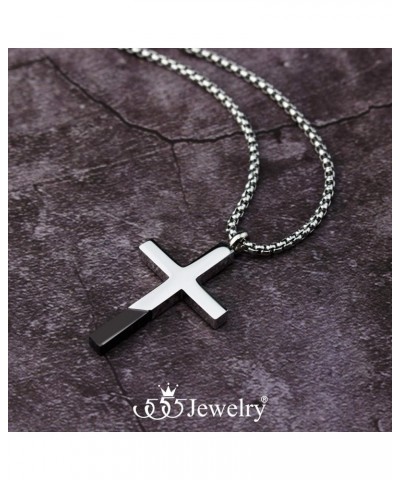 Cross Necklace for Men Women, Stainless Steel Pendant with 16-24” Chain Silver / Black 20.0 Inches $12.53 Necklaces