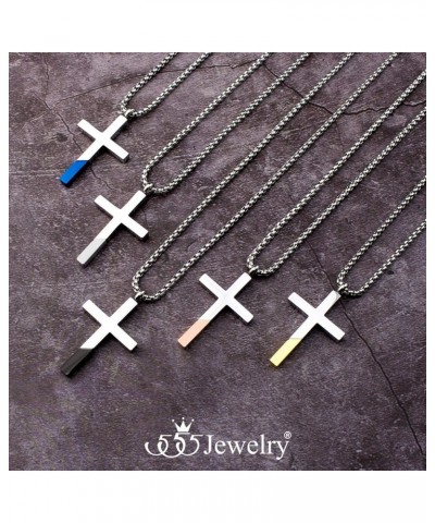 Cross Necklace for Men Women, Stainless Steel Pendant with 16-24” Chain Silver / Black 20.0 Inches $12.53 Necklaces