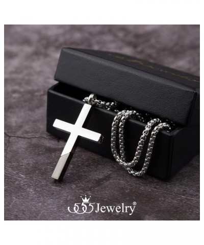 Cross Necklace for Men Women, Stainless Steel Pendant with 16-24” Chain Silver / Black 20.0 Inches $12.53 Necklaces