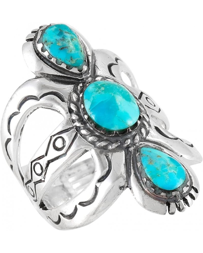 Turquoise Ring Sterling Silver 925 Genuine Gemstones Size 6 to 11 Turquoise $25.92 Rings