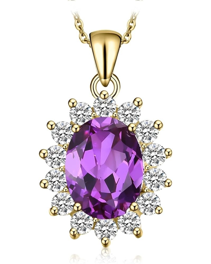 Princess Diana Kate Middleton Natural Amethyst Citrine Garnet Peridot Topaz Created Ruby Sapphire Simulated Emerald Pendant N...