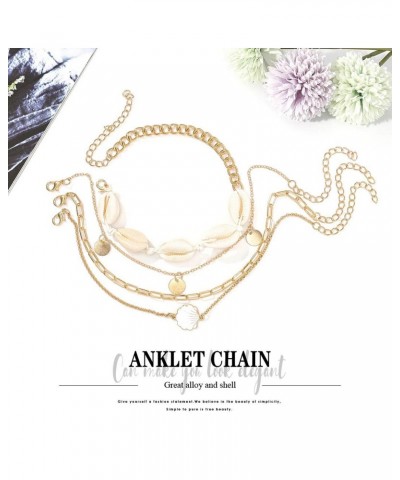 Boho Layered Anklets Shell Ankle Bracelets Sequin Ankle Chain Beach Link Foot Jewelry for Women and Girls $6.71 Anklets