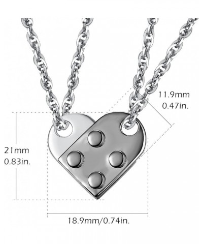 Brick Necklace for Couples Sterling Silver Heart Brick Pendant Necklace Friendship Jewelry Christmas Gifts for Women Men Frie...