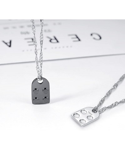 Brick Necklace for Couples Sterling Silver Heart Brick Pendant Necklace Friendship Jewelry Christmas Gifts for Women Men Frie...