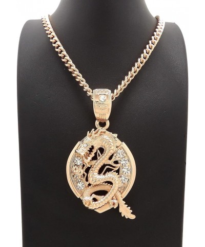 Stone Stud Dragon Pendant 6 mm 24, 30, 36 inches Cuban Chain Necklace Rose Gold Tone Rose Gold 24.0 Inches $11.75 Necklaces