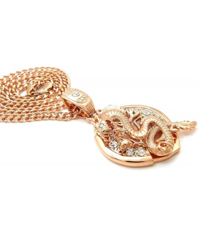 Stone Stud Dragon Pendant 6 mm 24, 30, 36 inches Cuban Chain Necklace Rose Gold Tone Rose Gold 24.0 Inches $11.75 Necklaces