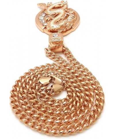 Stone Stud Dragon Pendant 6 mm 24, 30, 36 inches Cuban Chain Necklace Rose Gold Tone Rose Gold 24.0 Inches $11.75 Necklaces