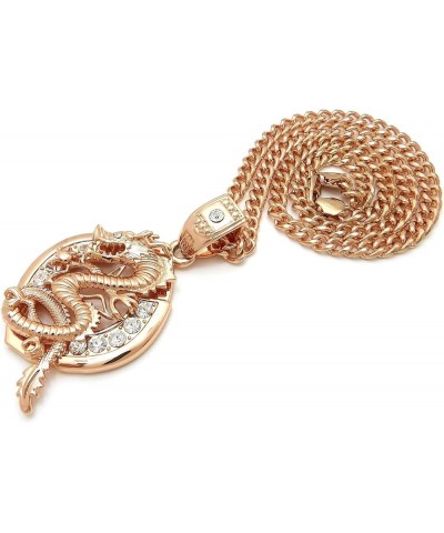 Stone Stud Dragon Pendant 6 mm 24, 30, 36 inches Cuban Chain Necklace Rose Gold Tone Rose Gold 24.0 Inches $11.75 Necklaces