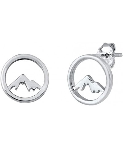 Sterling Silver Circled Mountain Stud Earrings $10.07 Earrings