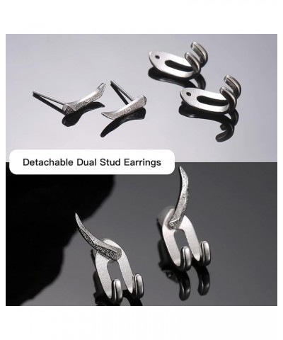 Detachable Dual Stud Earrings for Men, Punk Earring Studs for Women Man Jewelry Gift, Viking Gifts Earring for Men Hook Prong...