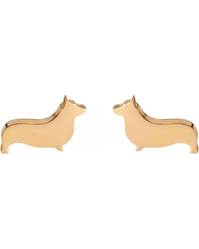 Cute Corgi Stud Earrings For Women Stainless Steel Hypoallergenic Earrings Corgi Lovers Gift rose gold $7.55 Earrings