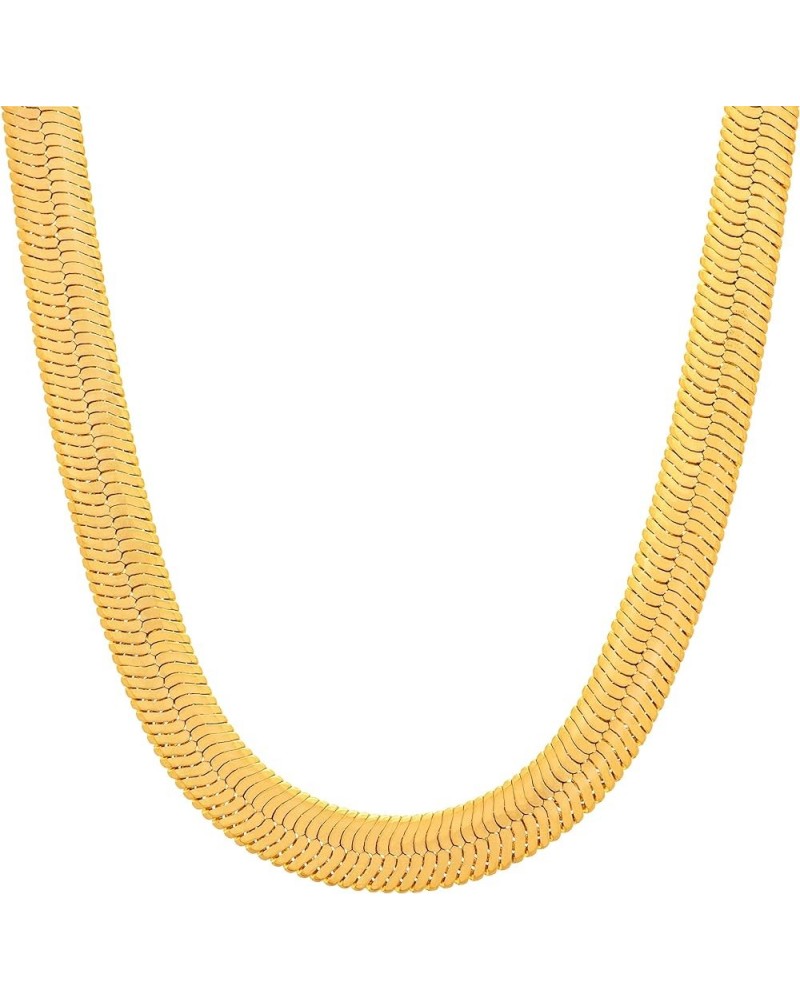 7mm Flexible Herringbone Chain Necklace 24k Real Gold Plated 24 inches Gold $34.83 Necklaces