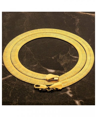 7mm Flexible Herringbone Chain Necklace 24k Real Gold Plated 24 inches Gold $34.83 Necklaces