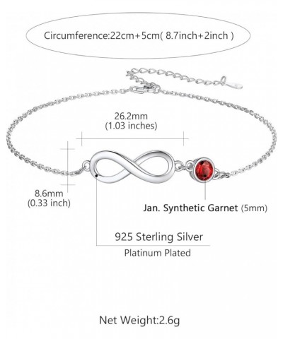 Personalized Infinity Ankle Bracelets for Women 925 Sterling Silver Anklet Bracelet Endless Love Symbol Birthstone Charm Adju...