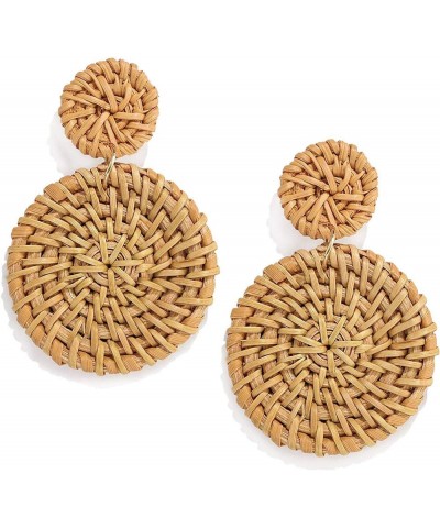 Rattan Earrings for Women Hypoallergenic Bohemian Handmade Rattan Round Circle Ball Hoop Earrings Vintage Weave Straw Hoops G...