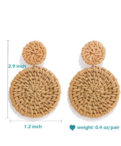 Rattan Earrings for Women Hypoallergenic Bohemian Handmade Rattan Round Circle Ball Hoop Earrings Vintage Weave Straw Hoops G...