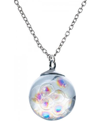 1pc Statement Necklace for Women Transparent Necklace Sphere Necklace Mom Necklace for Women Rainbow Pendent Iridescent Neckl...