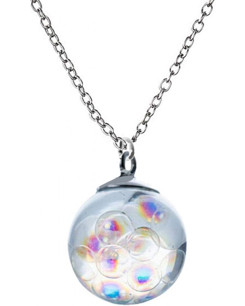 1pc Statement Necklace for Women Transparent Necklace Sphere Necklace Mom Necklace for Women Rainbow Pendent Iridescent Neckl...