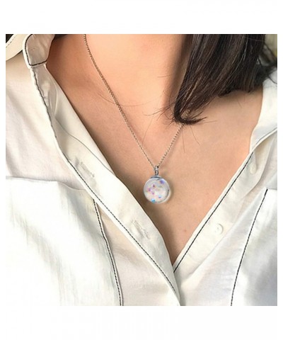 1pc Statement Necklace for Women Transparent Necklace Sphere Necklace Mom Necklace for Women Rainbow Pendent Iridescent Neckl...