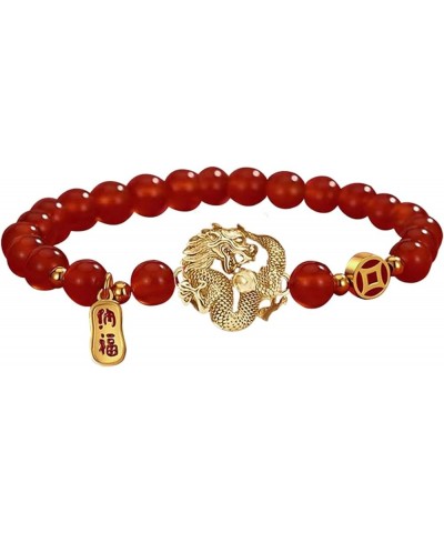 Chinese New Year Dragon Bracelets,Chinese Zodiac Dragon Year Lucky Amulet Stretch Bracelets Red-2 1 $11.39 Bracelets