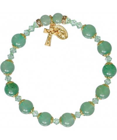 Green Jade/Gold Trim 8mm Rosary Bracelet $14.60 Bracelets