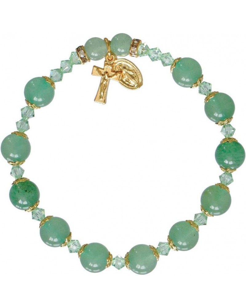 Green Jade/Gold Trim 8mm Rosary Bracelet $14.60 Bracelets