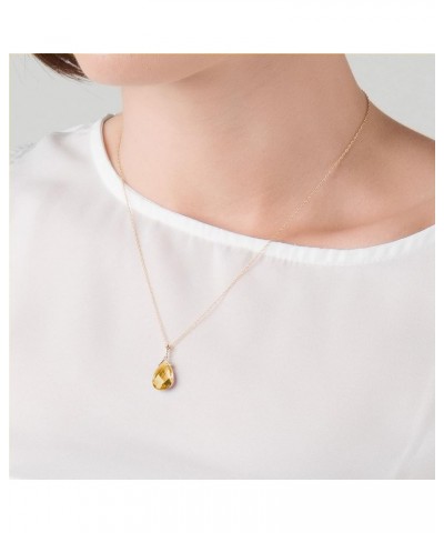 5.1 Carat 14k Solid Gold Necklace with Natural Briolette Citrine 24.0 Inches $84.26 Necklaces