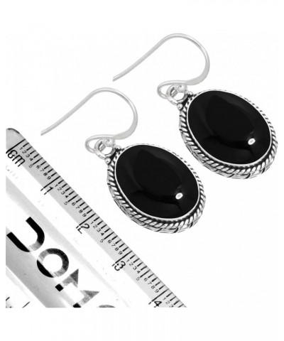 925 Sterling Silver Handmade Drop Dangle Earring for Women Oval Gemstone Fashion Jewelry for Gift (98523_E) Black Onyx $20.64...